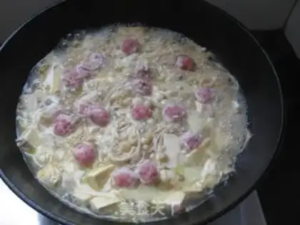 Make Golden mushroom meatball tofu step 4
