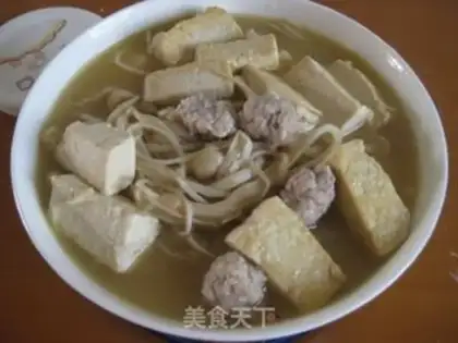 Make Golden mushroom meatball tofu step 5