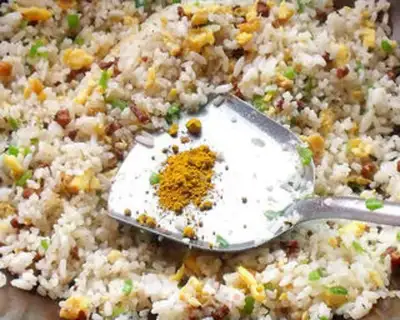 Make Curry, curry, egg and rice step 9