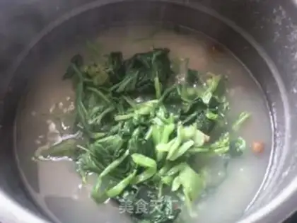 Make Peaches and vegetable congee step 7