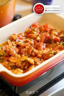 Make Eggplant sausage noodles step 4