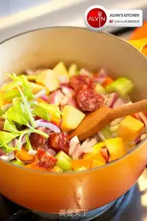 Make Weenie sweet potato soup step 1