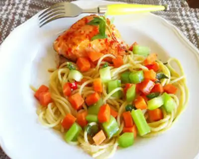 Make The rainbow trout pasta step 7
