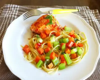 Make The rainbow trout pasta step 8