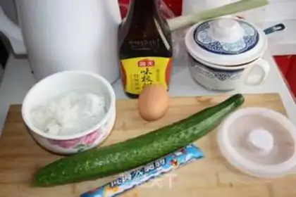Make Fresh cucumber egg fried rice step 0