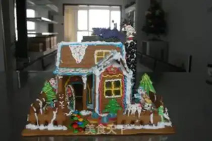 Make Christmas gingerbread house step 25