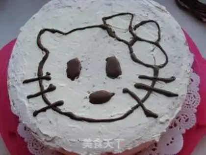 Make Strawberry cat birthday cake step 4