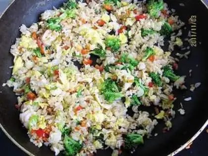 Make Shrimp balls and fried rice step 13