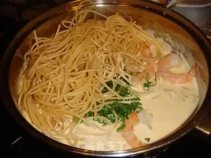 Make Fish cream shrimp pasta step 27