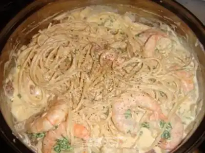 Make Fish cream shrimp pasta step 29