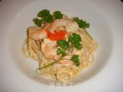 Make Fish cream shrimp pasta step 30