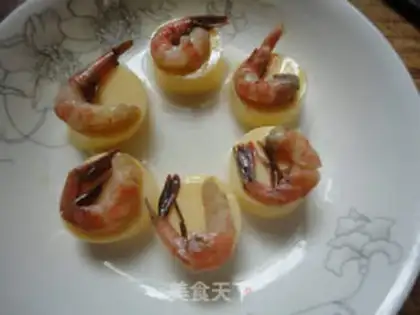 Make Japanese tofu steamed shrimp step 4