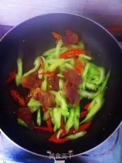 Make Celery fried sausage step 3