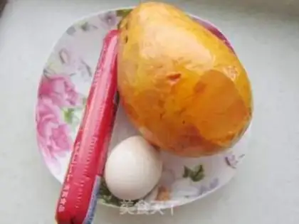 Make Pumpkin ham and egg fried rice step 0