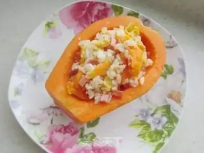 Make Pumpkin ham and egg fried rice step 9