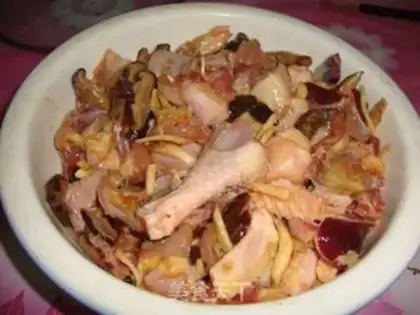 Make Tea and mushroom steam chicken step 3