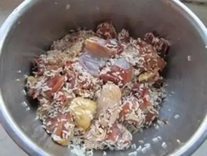 Make Porridge rice chicken step 5
