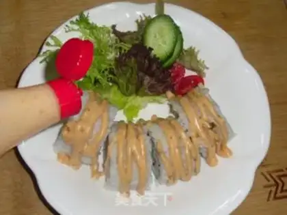 Make Yellow robe with seafood sushi step 12