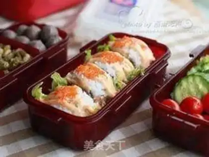 Make Yellow robe with seafood sushi step 14