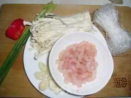 Make Gold needle fan steamed shrimp step 0