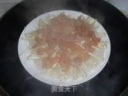 Make Gold needle fan steamed shrimp step 7