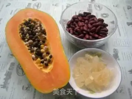 Make Red bean steam papaya step 0