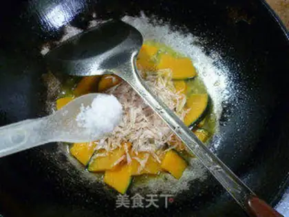 Make Shrimp skin fried Japanese pumpkins step 6