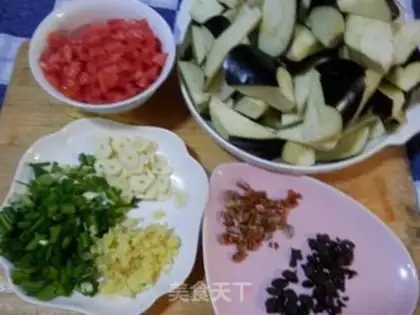 Make Salt fish eggplant step 1