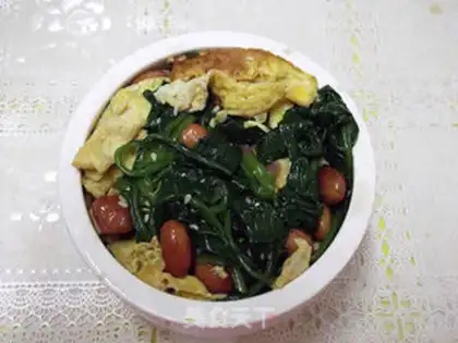 Make Eggskin spinach tower step 8