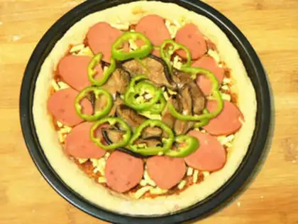 Make Baked sausage mushroom pizza step 18