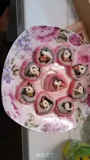 Make Sushi cherry blossoms and flying fish sushi step 12