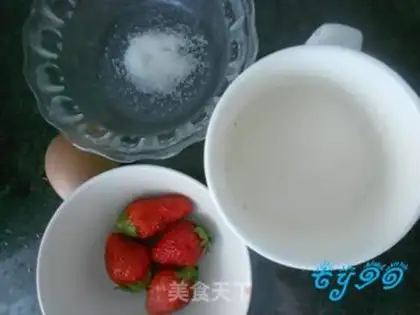 Make Strawberry milk and eggs step 0
