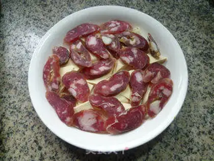 Make Egg sausage tofu dry step 6