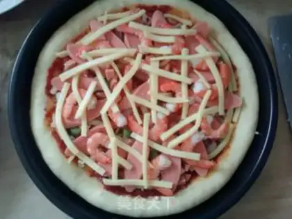 Make Shrimp ham pizza step 11