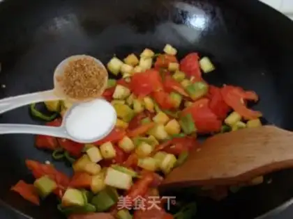 Make Cheese and tomato eggs for noodles step 6