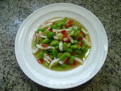 Make Piper squid fried beans step 15