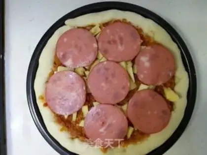 Make Family ham pizza step 15