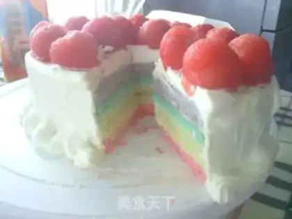 Make Rainbow watermelon cake step 10
