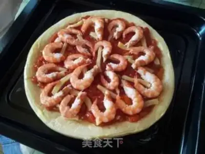 Make Shrimp salmon pizza step 4