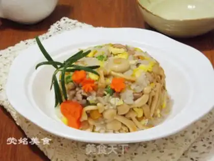 Make White mushroom egg fried rice step 14