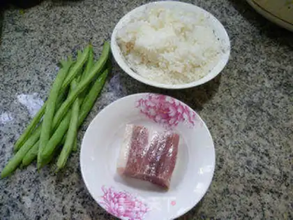 Make Plum bean pork fried rice step 0