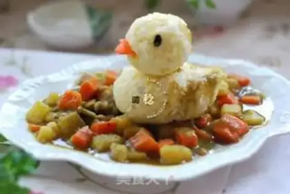 Make Golden curry with a big duck step 17