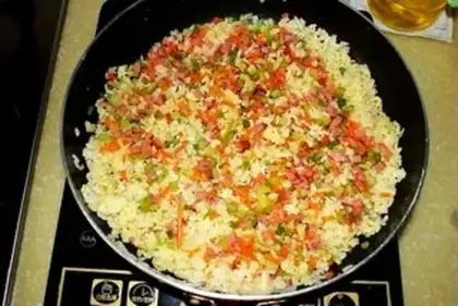 Make Seafood egg fried rice step 11