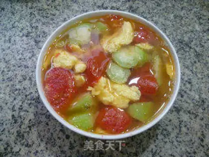 Make Fried eggs and silk melon tomato soup step 14