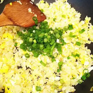 Make Onion egg fried rice step 5