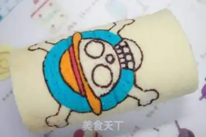 Make Luffy Pirate Flag Cake roll step 15