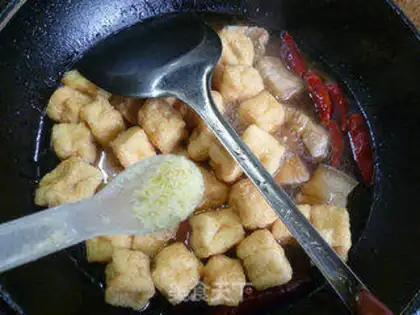 Make The soy bean curds burn the meat step 9