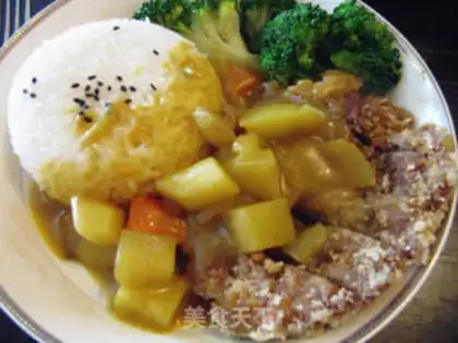 Make Japanese curry and pork chops step 11