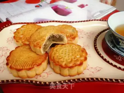 Make A wide-range tea and red bean moon cake step 17