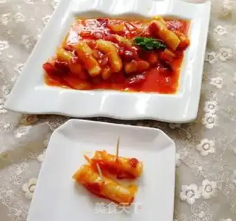 Make Hot fried rice cake step 17